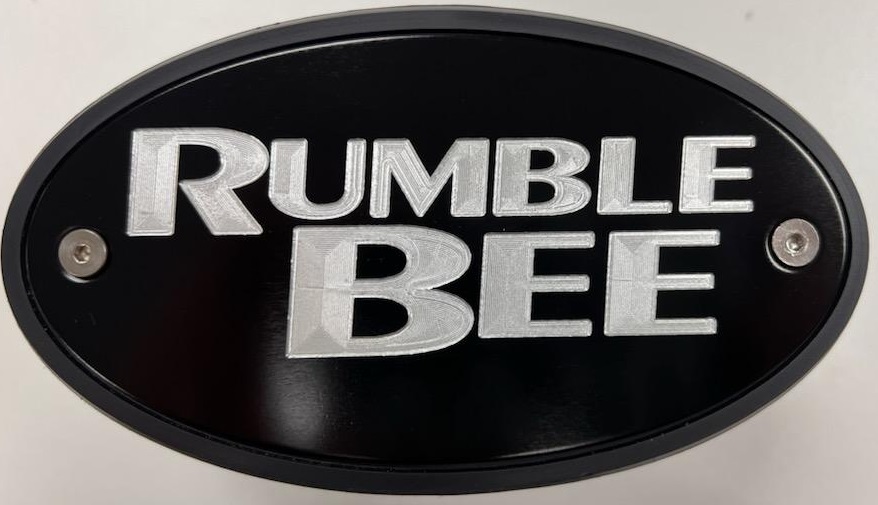 "Rumble Bee" Black Hitch Plug with Engraved Lettering - Click Image to Close